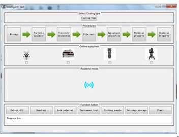 Sistema de testes robótico da indústria 4,0 com o misturador para conseguir o monitor a dispersão