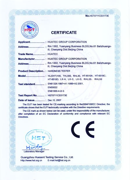 China HUATEC GROUP CORPORATION Certificações